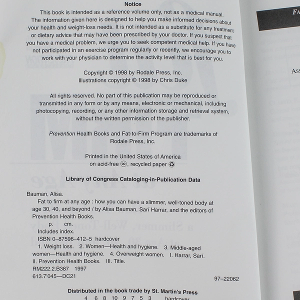 Fat to Firm At Any Age Alisa Bauman 1998 PB