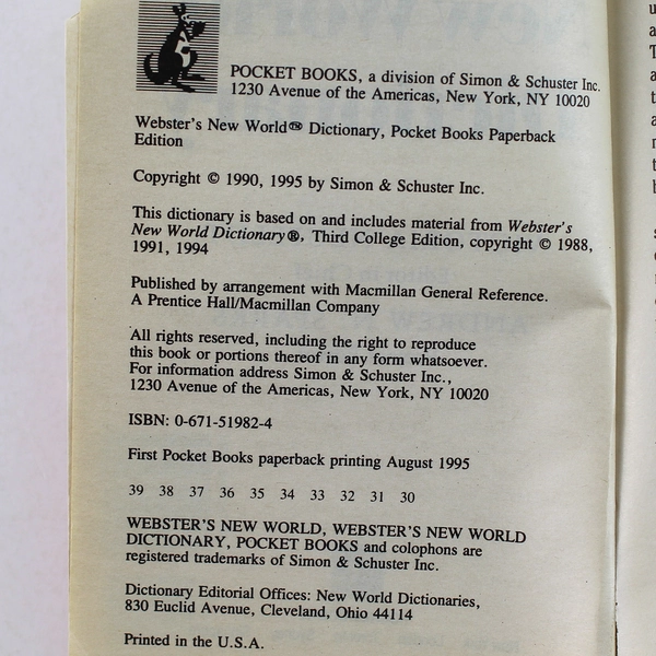 Webster's New World Dictionary 1995 Paperback