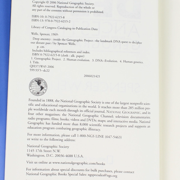 Deep Ancestry by Spencer Wells 2006 HC Genographic Project DNA Exploration