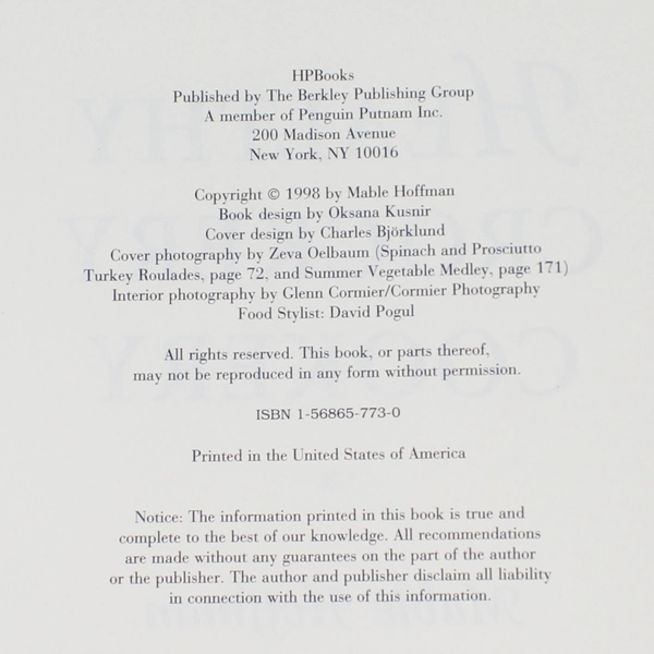 Healthy Crockery Cookery by Mable Hoffman 1998 Hardcover - Good Condition