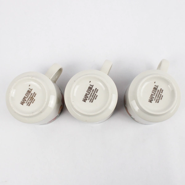 Lot Of 3 Maplehill Stoneware Ceramic Mugs Harvest Pattern Fruit 80s 3" Tall