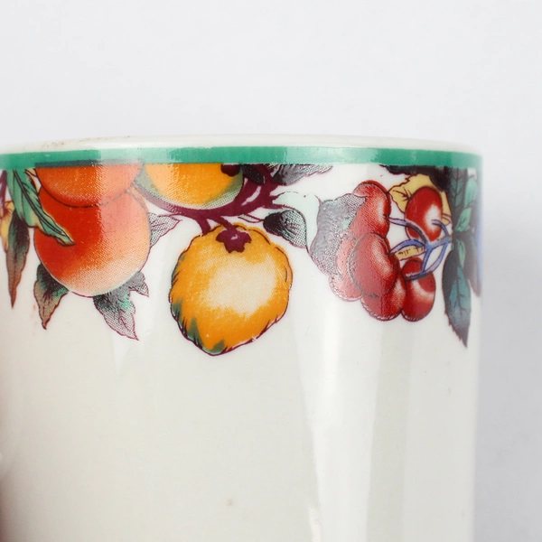 Lot Of 3 Maplehill Stoneware Ceramic Mugs Harvest Pattern Fruit 80s 3" Tall