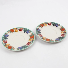 Lot Of 2 Maplehill Stoneware Ceramic Saucer Harvest Pattern Fruit 6" Diameter