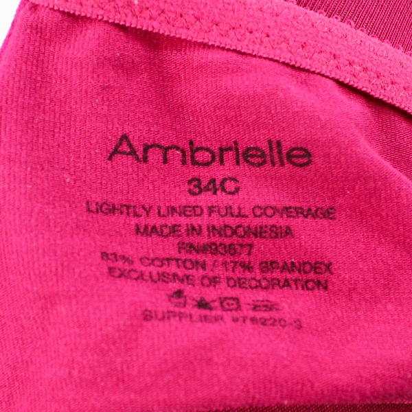 Ambrielle Magenta Pink Underwired T-Shirt Bra Women's Size 34C