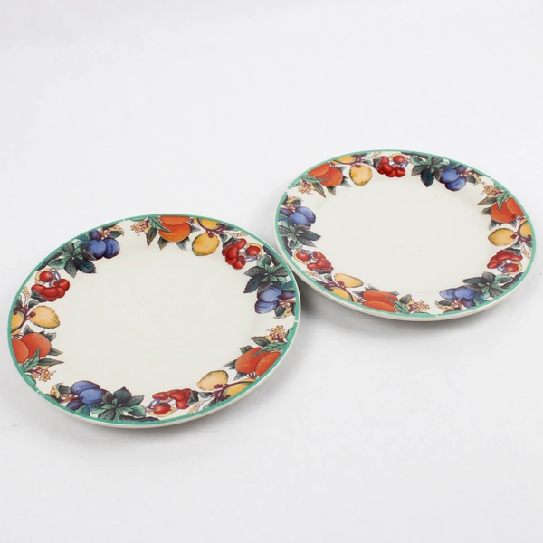 Lot Of 2 Maplehill Stoneware Ceramic Salad Plate Harvest Pattern 7.5" Diameter