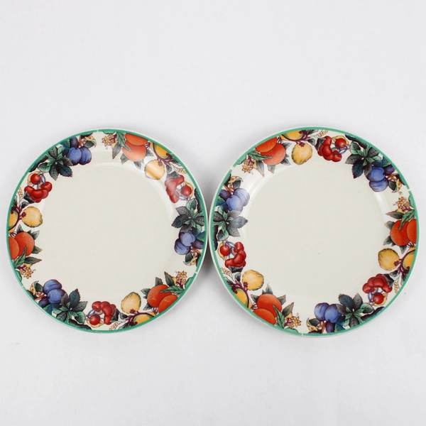 Lot Of 2 Maplehill Stoneware Ceramic Salad Plate Harvest Pattern 7.5" Diameter