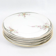 Lot of 5 Hutschenreuther 6.5" Bread Plates White Pink Flowers Bavaria