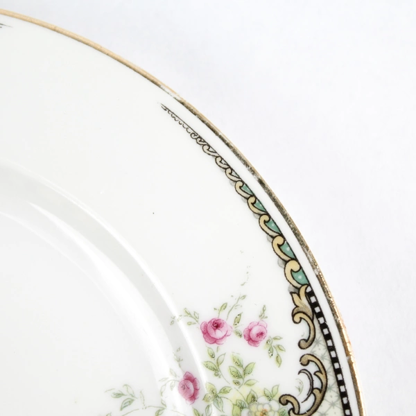 Lot of 5 Hutschenreuther 6.5" Bread Plates White Pink Flowers Bavaria