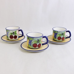 6 PC Set of Seymour Mann Frutta Fresca Ceramic Cups and Saucers