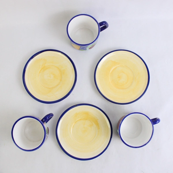 6 PC Set of Seymour Mann Frutta Fresca Ceramic Cups and Saucers