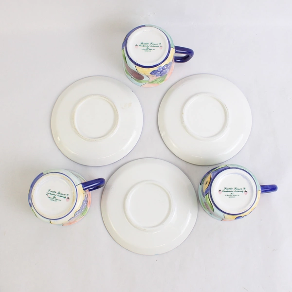 6 PC Set of Seymour Mann Frutta Fresca Ceramic Cups and Saucers