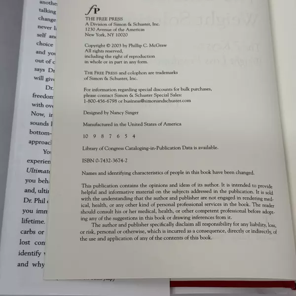 Ultimate Weight Solution: The 7 Keys to Weight Loss Freedom by Dr. Phil 2003