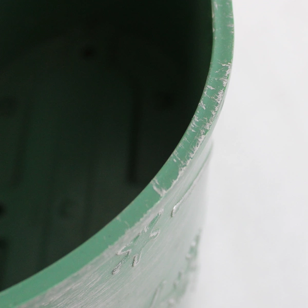 TVI Imports Green Snowflake Design Plastic Planter