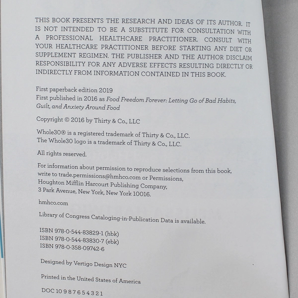 Whole30 Food Freedom Forever by Melissa Hartwig 2019 Paperback - Good Condition