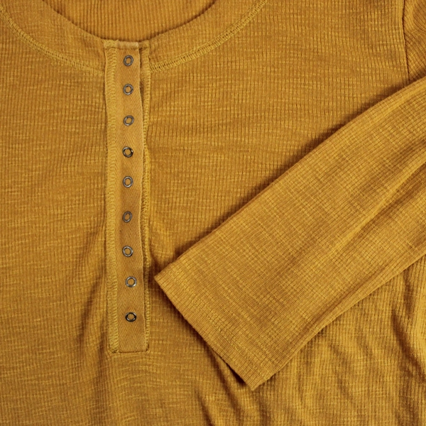Maurices 24/7 Mustard Yellow Half-Button Long-Sleeved Shirt Women's Size XL