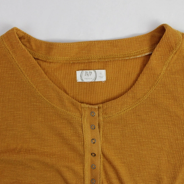 Maurices 24/7 Mustard Yellow Half-Button Long-Sleeved Shirt Women's Size XL