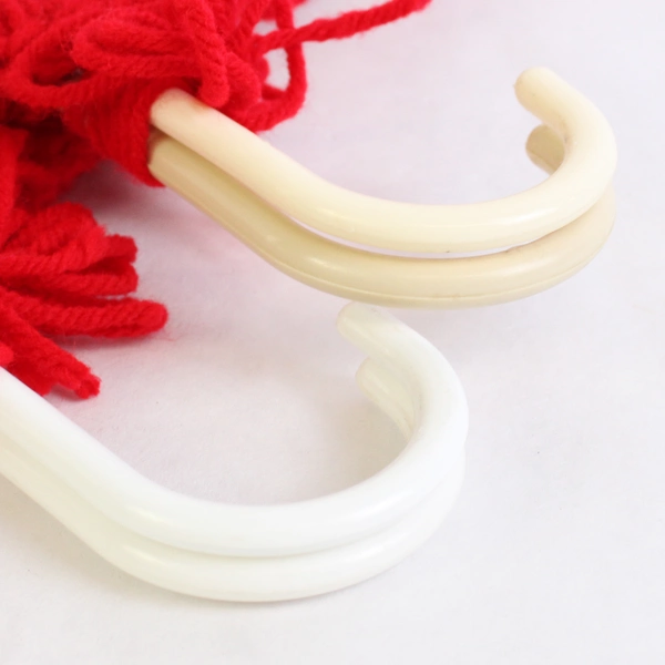 Lot of 2 Vintage Hand Crochet Wire Hangers Standard Sz Red Yarn Decoration