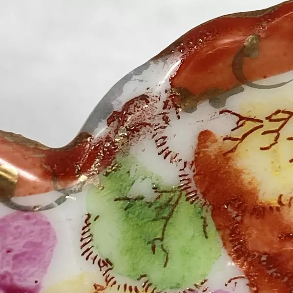 6 Vintage Hand Painted Scalloped Edge Bowls White Brown Trim Geisha Pattern