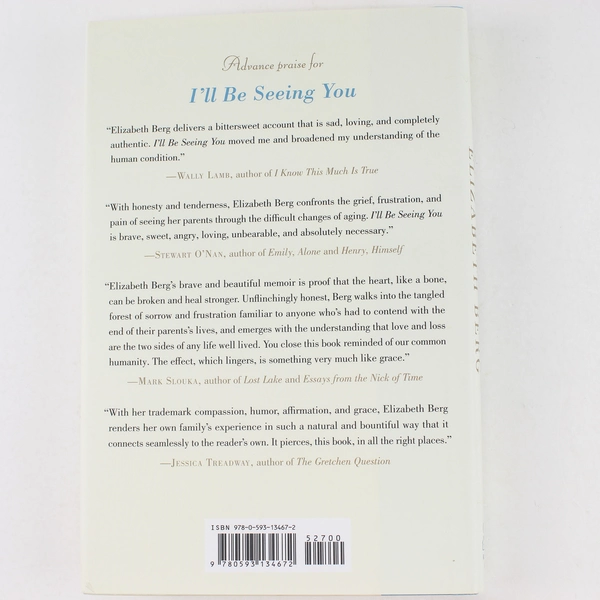 I'll Be Seeing You by Elizabeth Berg 2020 Hardcover Memoir - Good Condition