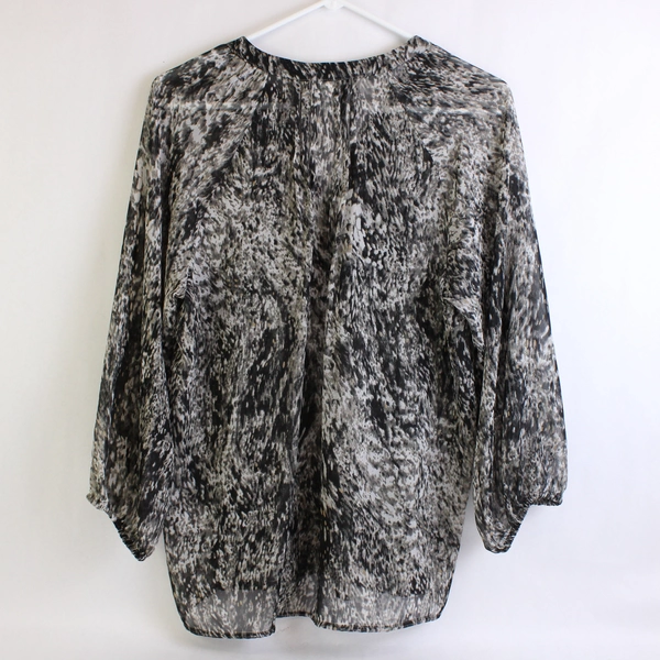 Pleione Sheer Gray Speckled Blouse Women's Size Medium