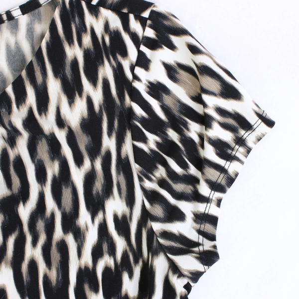 Worthington Leopard Patterned Short-Sleeved Blouse Women's Petite Large