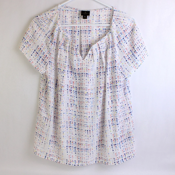 Worthington Multicolor Short-Sleeved Blouse Women's Petite Large