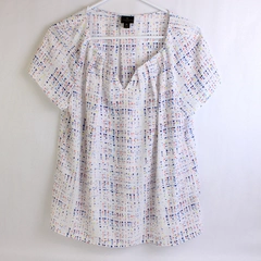 Worthington Multicolor Short-Sleeved Blouse Women's Petite Large