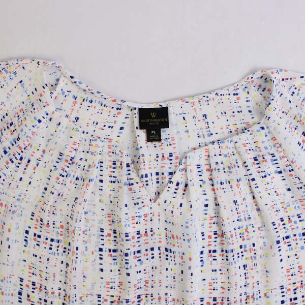 Worthington Multicolor Short-Sleeved Blouse Women's Petite Large