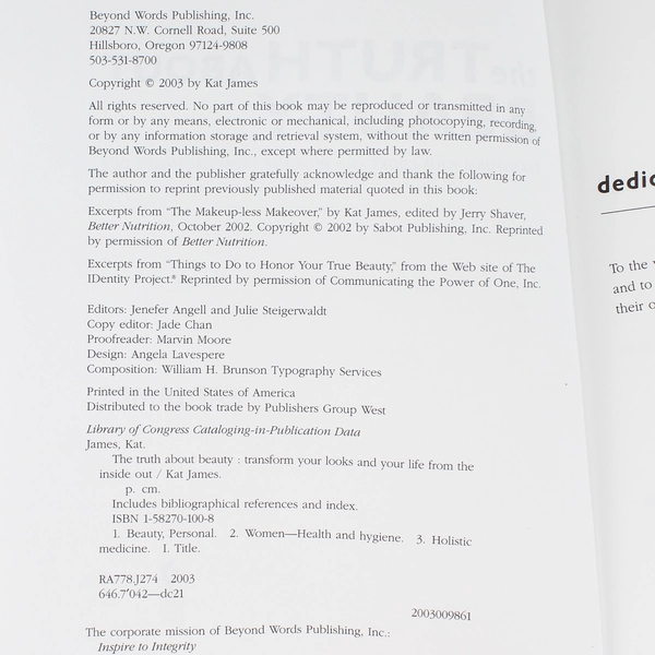 The Truth About Beauty by Kat James 2003 Paperback - Good Condition