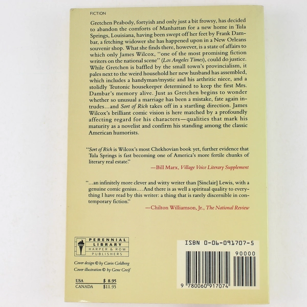 Sort of Rich by James Wilcox 1990 Paperback Novel - Good Condition