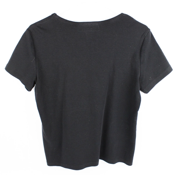 Karen Scott Petite Short Sleeve Shirt Women's Large 100% Cotton Black