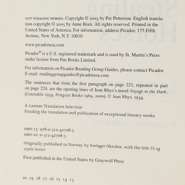 Out Stealing Horses by Per Petterson 2003 Paperback - Good Condition