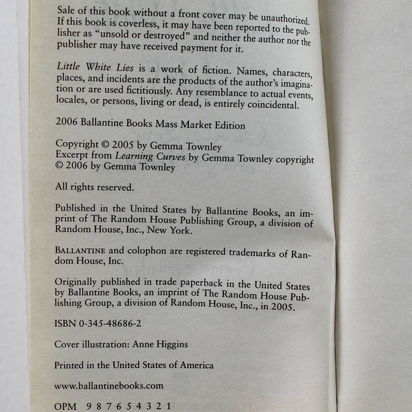 Little White Lies by Gemma Townley 2006 Paperback - Good Condition