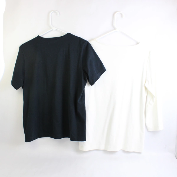 Lot of 2 Lands' End T-Shirts in Black and White Women's Medium 10-12 Flawed