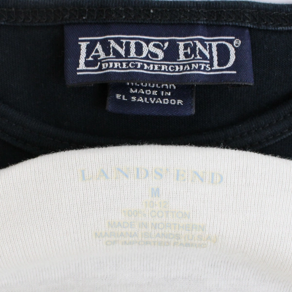 Lot of 2 Lands' End T-Shirts in Black and White Women's Medium 10-12 Flawed