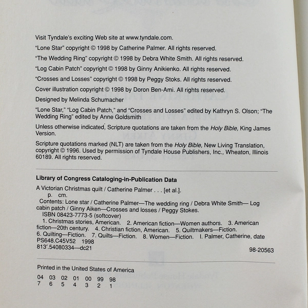 A Victorian Christmas Quilt by Catherine Palmer 1998 Paperback - Good Condition