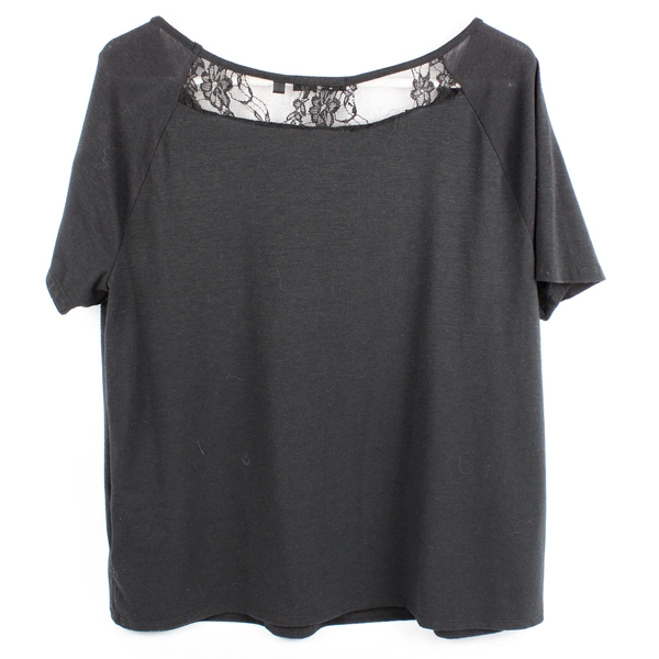 Notations Short Sleeve Shirt Women's Large Black Lace