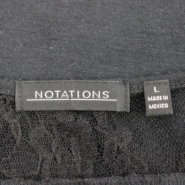 Notations Short Sleeve Shirt Women's Large Black Lace