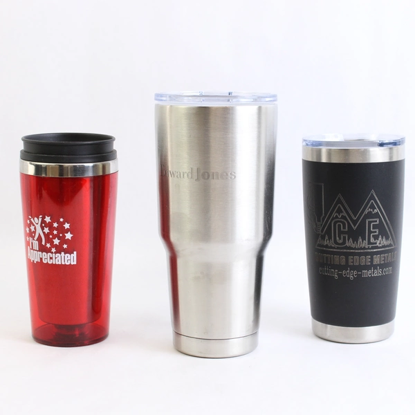 Lot of 3 Steel Coffee Mug Tumblers Various Brands