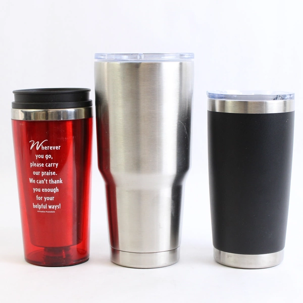 Lot of 3 Steel Coffee Mug Tumblers Various Brands
