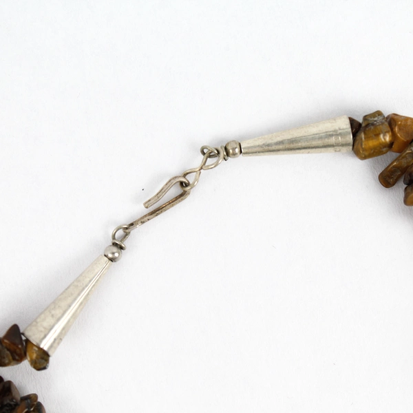 Vintage Handcrafted Gemstone Chip Necklace 16" - Tiger Eye, Turquoise, Amethyst