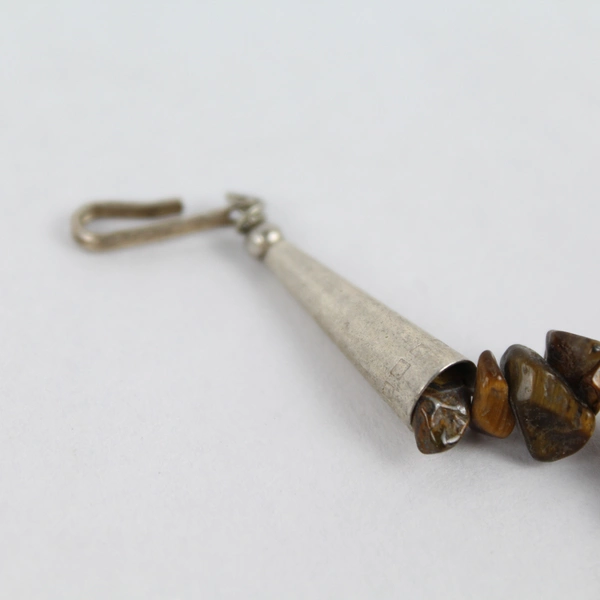 Vintage Handcrafted Gemstone Chip Necklace 16" - Tiger Eye, Turquoise, Amethyst