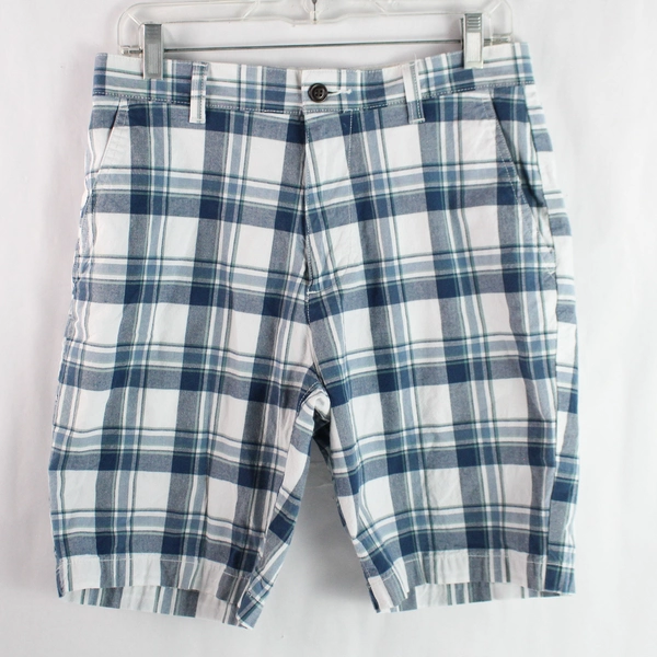Dockers Men's Blue White Plaid Cotton Shorts Size 30x9 Good Condition