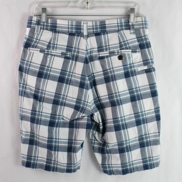Dockers Men's Blue White Plaid Cotton Shorts Size 30x9 Good Condition