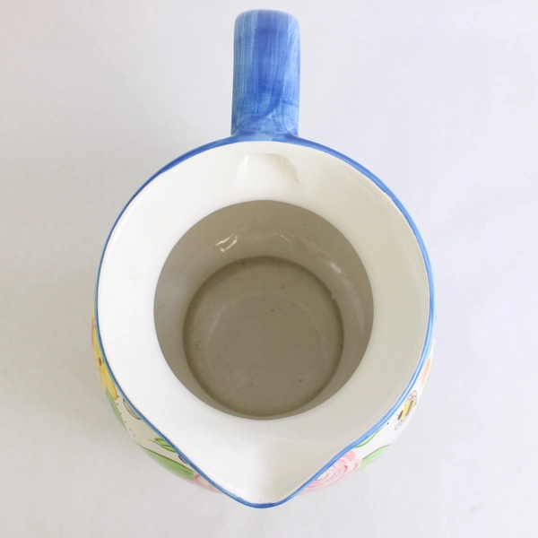 8 Inch Tall Round Ceramic Carolines Garden Pitcher Hand Painted