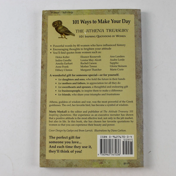 Athena Treasury: 101 Inspiring Quotations by Women, 1993 PB, Good Condition