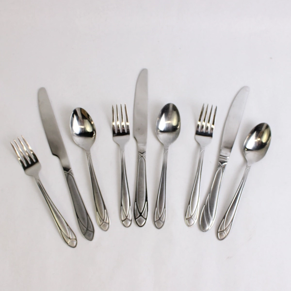 Lot of 9 Pfaltzgraff Flatware Spoons Forks Knives Mirage Frost Stainless Steel
