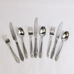 Lot of 9 Pfaltzgraff Flatware Spoons Forks Knives Mirage Frost Stainless Steel