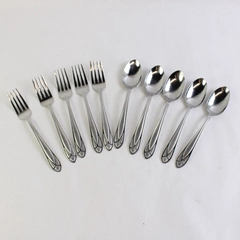 Lot of 10 Pfaltzgraff Flatware 5 Spoons 5 Forks Mirage Frost Stainless Steel