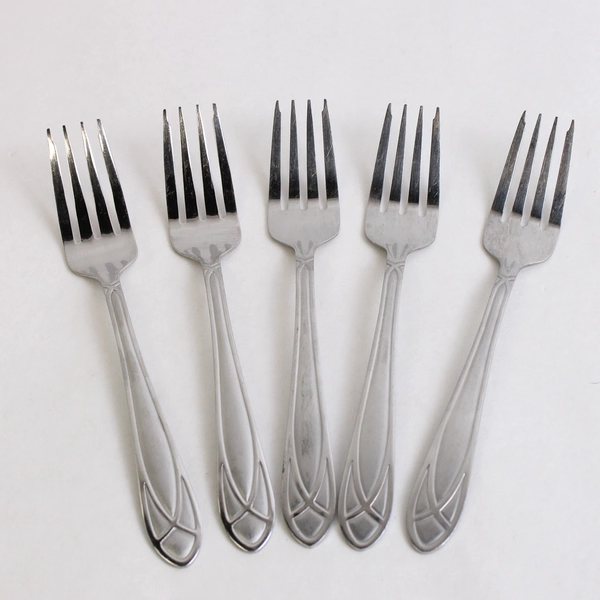Set of 5 Pfaltzgraff Forks Mirage Frost Stainless